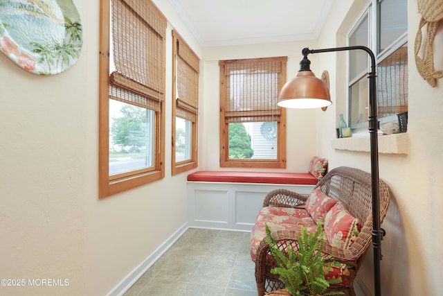 146 Morningside Ave, Union Beach, NJ 07735 - sitting room featuring healthy amount of natural light, baseboards, a decorative wall, and ornamental molding