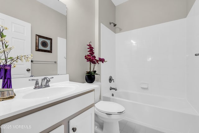 52 Pate Dr, Middletown, NJ 07748 - bathroom featuring toilet, vanity, tub / shower combination, and tile patterned floors