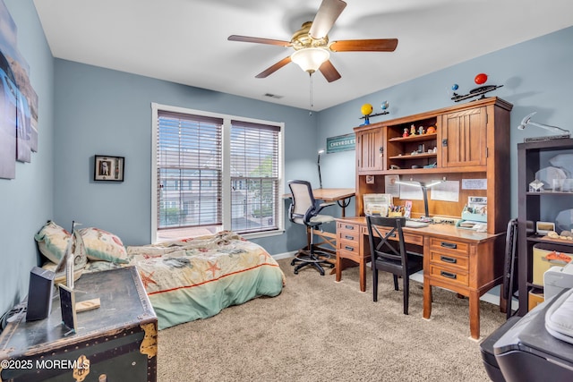 18 Skimmer Ln Unit 53, Bayville, NJ 08721 - bedroom featuring carpet flooring, a desk, a ceiling fan, and baseboards