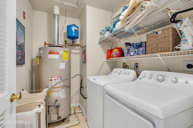 18 Skimmer Ln Unit 53, Bayville, NJ 08721 - laundry room with water heater, washing machine and clothes dryer, and baseboards