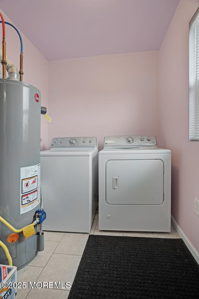 13 Lake Superior Dr, Little Egg Harbor, NJ 08087 - laundry area with water heater, independent washer and dryer, and light tile patterned floors