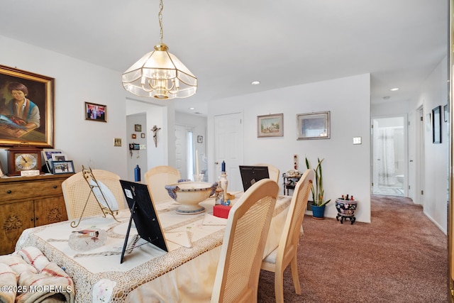 218 Mohican Ln, Little Egg Harbor, NJ 08087 - carpeted dining space with a chandelier and recessed lighting