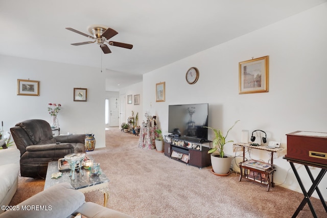 218 Mohican Ln, Little Egg Harbor, NJ 08087 - carpeted living room featuring ceiling fan