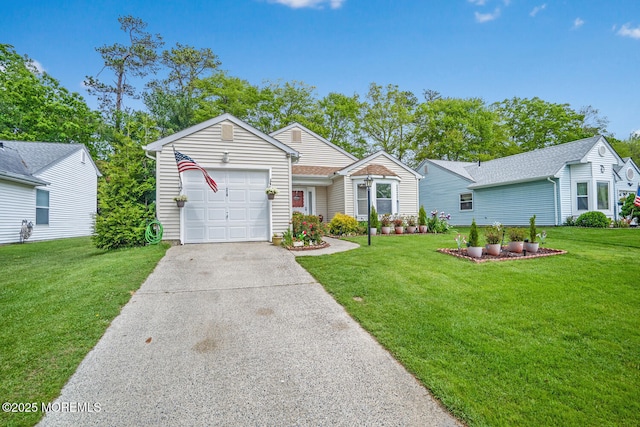 218 Mohican Ln, Little Egg Harbor, NJ 08087 - ranch-style home with a front yard, driveway, and an attached garage