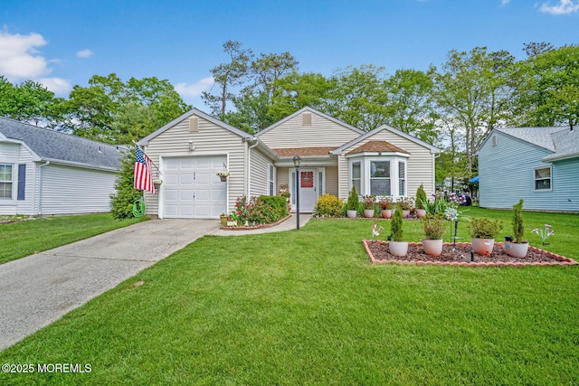 218 Mohican Ln, Little Egg Harbor, NJ 08087 - view of front facade with concrete driveway, a front yard, and a garage