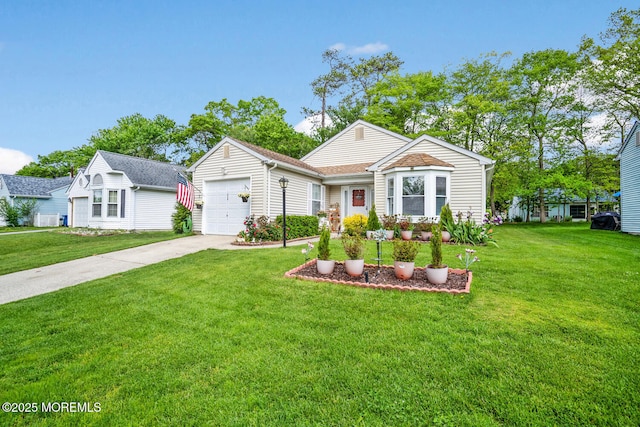 218 Mohican Ln, Little Egg Harbor, NJ 08087 - view of front of property featuring concrete driveway, a garage, and a front yard