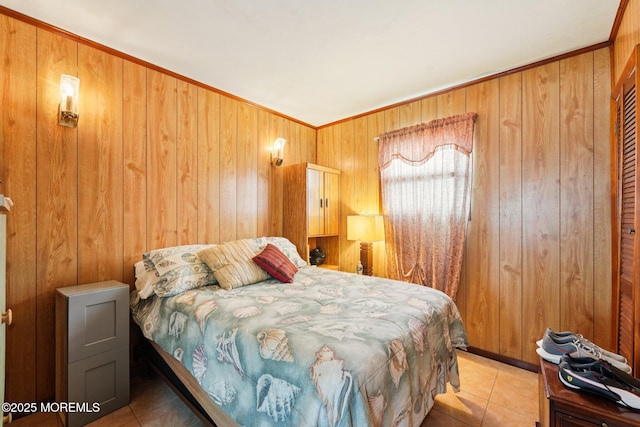 927 Beach Haven W Blvd, Manahawkin, NJ 08050 - bedroom with wooden walls and light tile patterned flooring