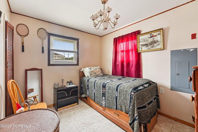 927 Beach Haven W Blvd, Manahawkin, NJ 08050 - bedroom featuring electric panel and a chandelier