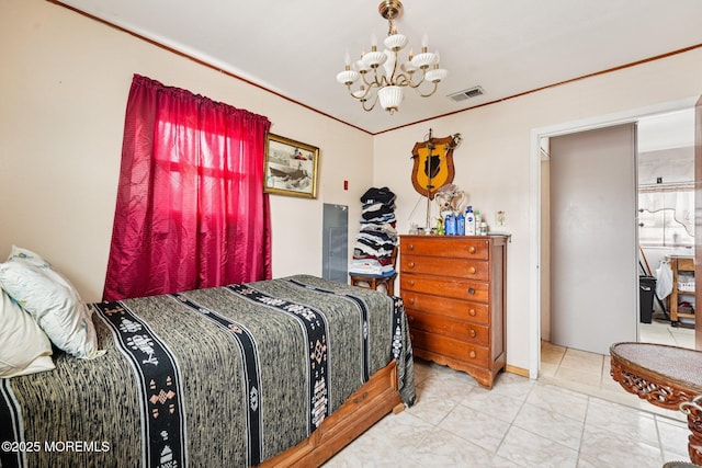 927 Beach Haven W Blvd, Manahawkin, NJ 08050 - tiled bedroom with a chandelier and crown molding