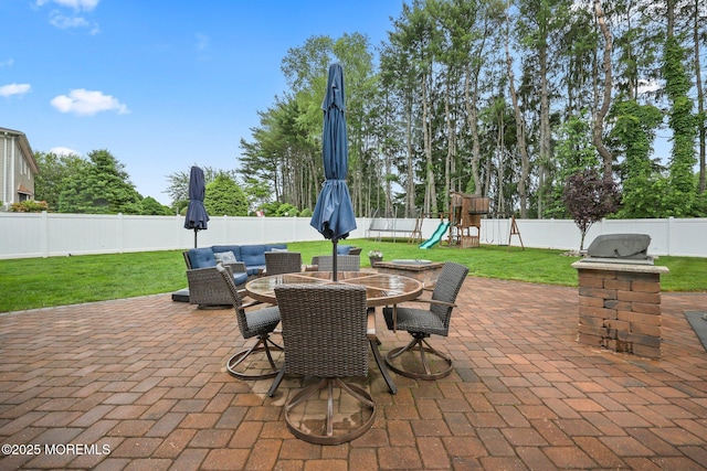 41 Revere Pl, Freehold, NJ 07728 - view of patio / terrace with outdoor dining area and a playground
