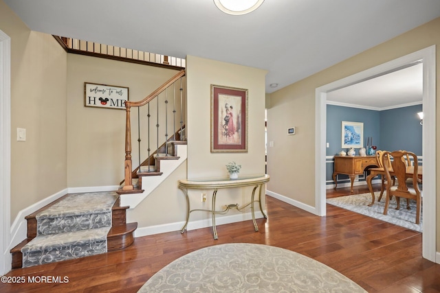 41 Revere Pl, Freehold, NJ 07728 - entryway with wood finished floors, baseboards, and stairway