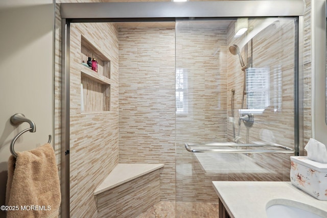 41 Revere Pl, Freehold, NJ 07728 - full bathroom featuring a stall shower and vanity