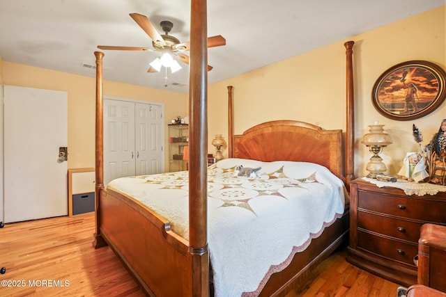 160 Village Green Way, Hazlet, NJ 07730 - bedroom featuring wood finished floors, a ceiling fan, and a closet