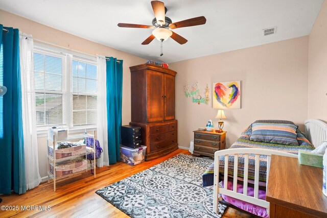 160 Village Green Way, Hazlet, NJ 07730 - bedroom featuring light wood-style flooring and ceiling fan
