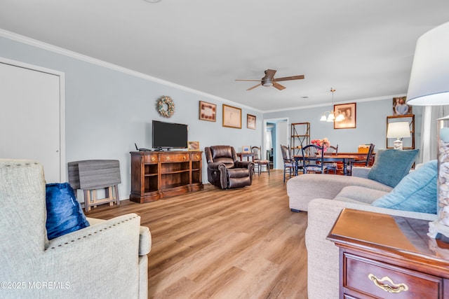 81 Encinitas Dr, Toms River, NJ 08757 - living room with ceiling fan, light wood-style flooring, and ornamental molding