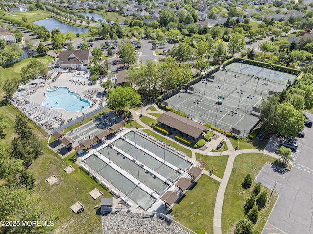 67 Isabella Dr, Manchester, NJ 08759 - bird's eye view of a large body of water and a pool area