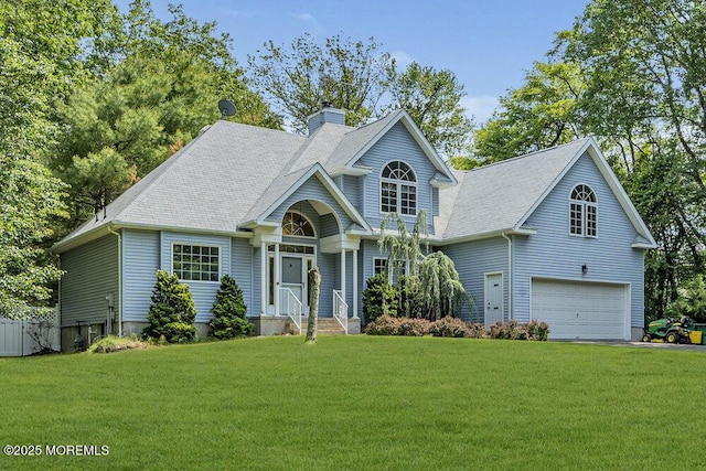 9 Rachel Ct, Jackson, NJ 08527 - traditional-style home featuring an attached garage, a front yard, a chimney, and roof with shingles