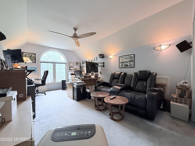 9 Rachel Ct, Jackson, NJ 08527 - home office featuring vaulted ceiling, carpet, and a ceiling fan