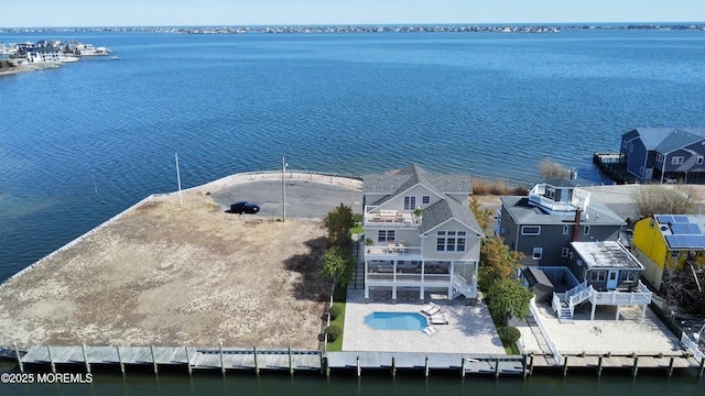 108 Rochester Dr, Brick, NJ 08723 - aerial view of residential area featuring a large body of water and a pool area