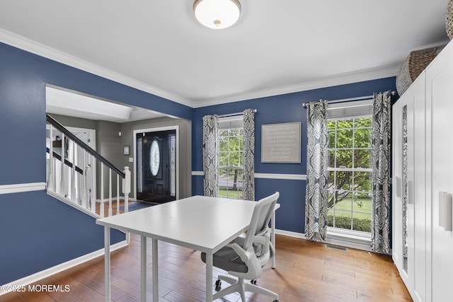1 Kennedy Ct, Jackson, NJ 08527 - home office with baseboards, hardwood / wood-style flooring, and ornamental molding
