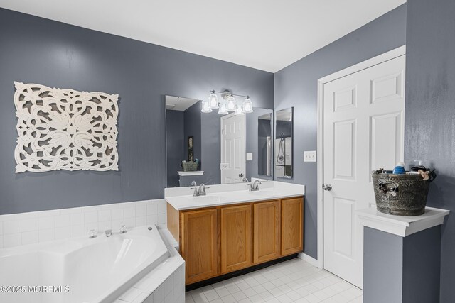 1 Kennedy Ct, Jackson, NJ 08527 - full bath with a bath, double vanity, and tile patterned floors
