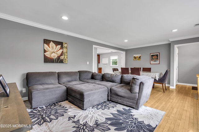 20 Delaware Ave, West Long Branch, NJ 07764 - living area featuring recessed lighting, light wood-type flooring, and crown molding