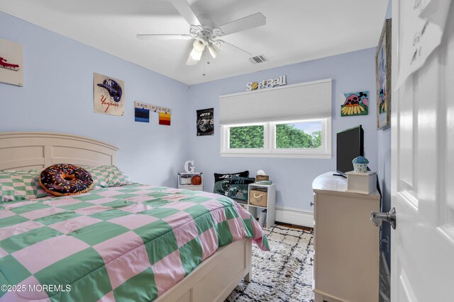 20 Delaware Ave, West Long Branch, NJ 07764 - bedroom with a baseboard radiator and ceiling fan