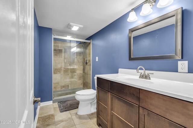 20 Delaware Ave, West Long Branch, NJ 07764 - bathroom with a stall shower, vanity, and tile patterned flooring
