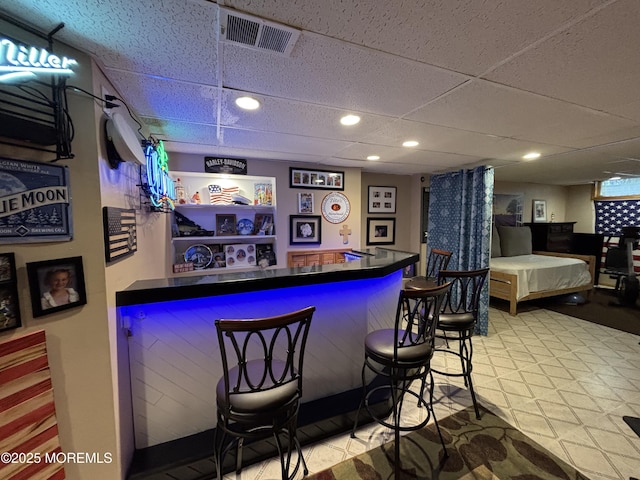 56 Turnberry Cir Unit 138, Toms River, NJ 08753 - indoor dry bar with a paneled ceiling, tile patterned floors, and recessed lighting