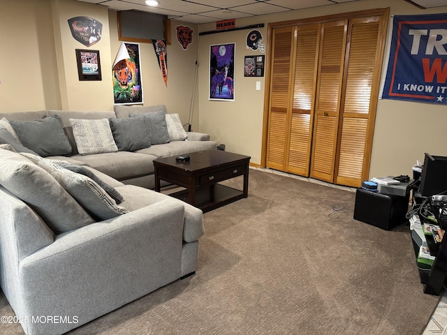 56 Turnberry Cir Unit 138, Toms River, NJ 08753 - living room featuring a paneled ceiling and carpet