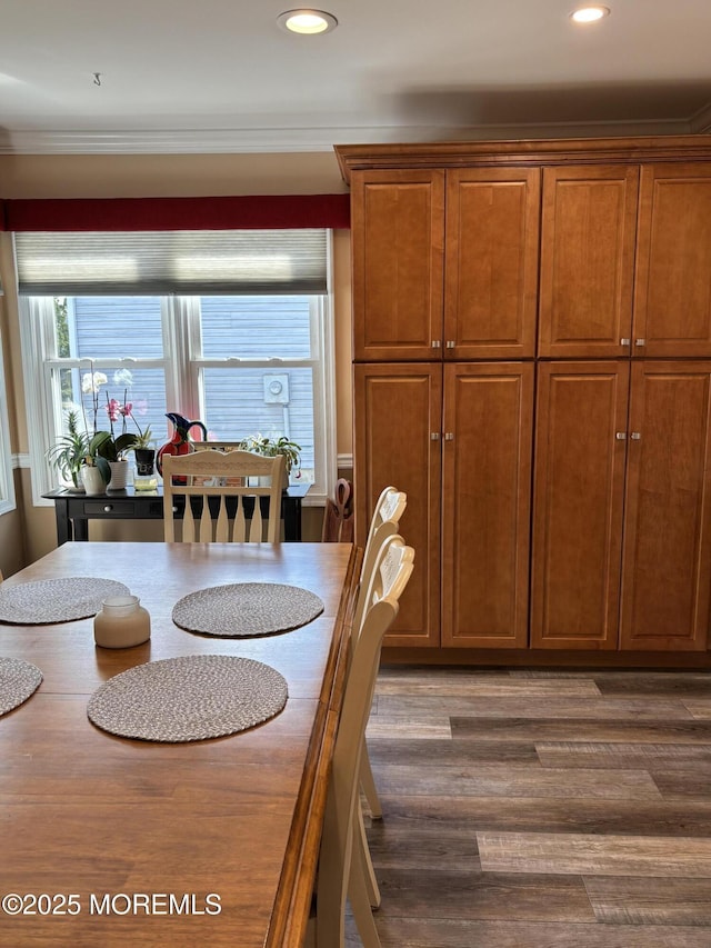 56 Turnberry Cir Unit 138, Toms River, NJ 08753 - dining area with wood finished floors, crown molding, and recessed lighting