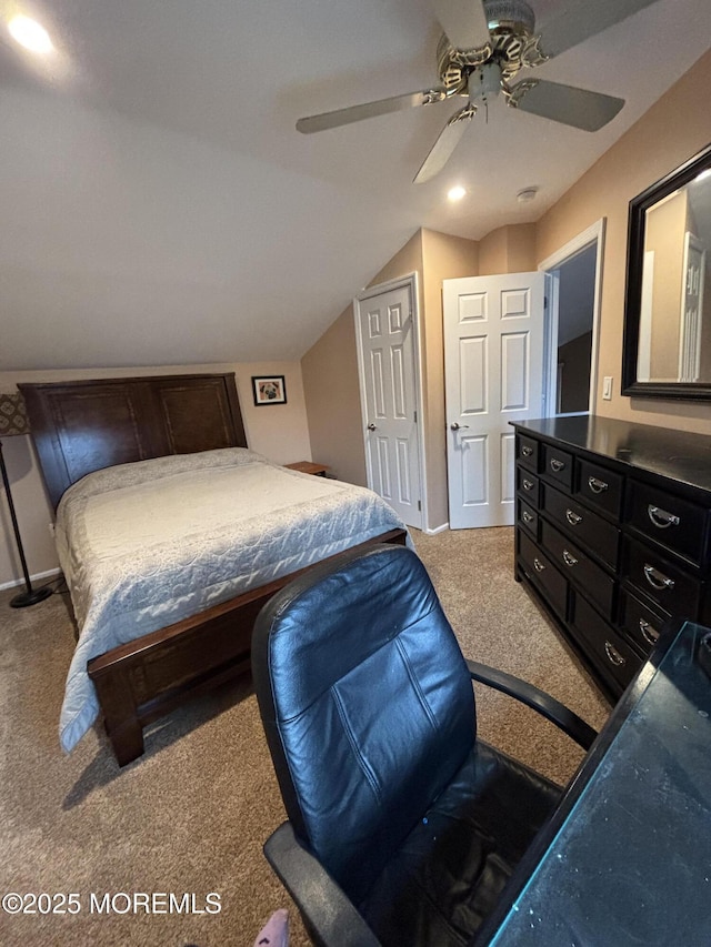 56 Turnberry Cir Unit 138, Toms River, NJ 08753 - carpeted bedroom featuring lofted ceiling, baseboards, and ceiling fan