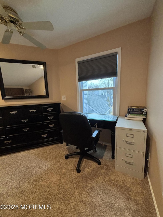 56 Turnberry Cir Unit 138, Toms River, NJ 08753 - office area with light carpet, a ceiling fan, and baseboards