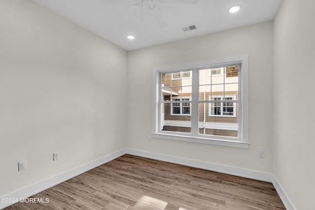 34 Broad St Unit 306, Manasquan, NJ 08736 - empty room with ceiling fan, baseboards, wood finished floors, and recessed lighting