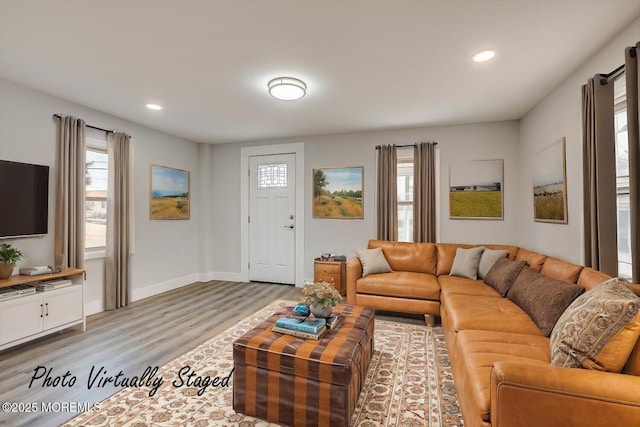 31 Smullen St, Sayreville, NJ 08872 - living room featuring light wood-type flooring, recessed lighting, and baseboards