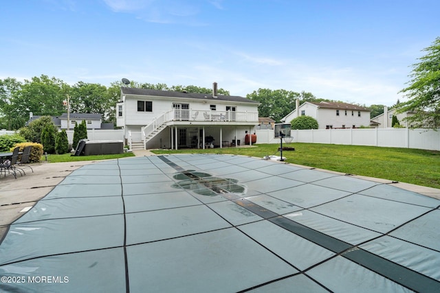 20 Sugarbush Rd, Howell, NJ 07731 - view of swimming pool featuring stairway, a deck, and a patio