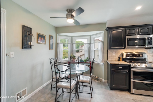 20 Sugarbush Rd, Howell, NJ 07731 - dining space featuring a ceiling fan and baseboards
