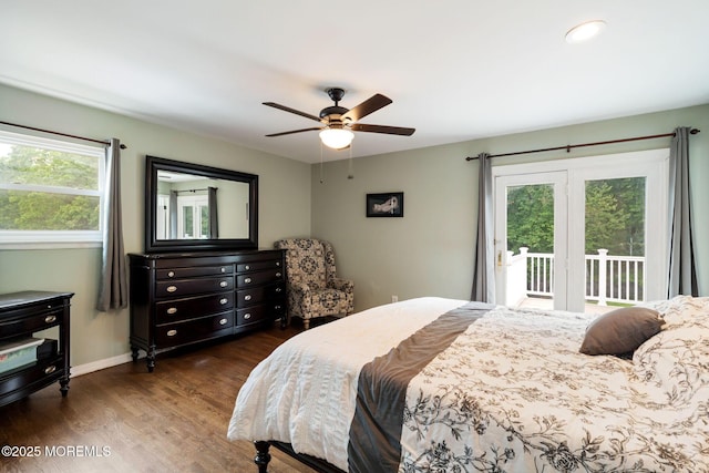 20 Sugarbush Rd, Howell, NJ 07731 - bedroom with access to exterior, wood finished floors, baseboards, and a ceiling fan