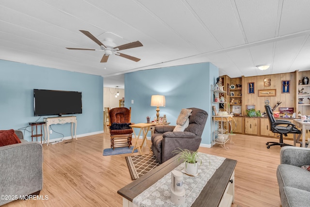 66 Douglas Dr, Jackson, NJ 08527 - living room with a desk, a ceiling fan, light wood finished floors, and baseboards