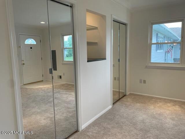 8 Indiana Ct Unit 1016, Matawan, NJ 07747 - corridor featuring carpet flooring, baseboards, and ornamental molding