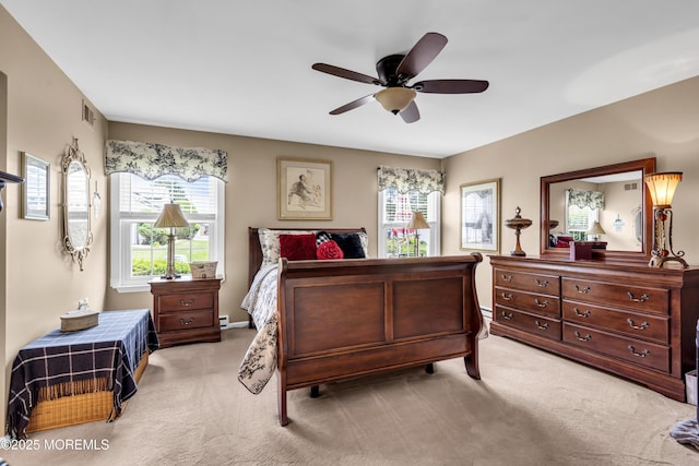 28 Mansfield Ave, Manchester, NJ 08759 - bedroom featuring light carpet, a ceiling fan, and baseboard heating