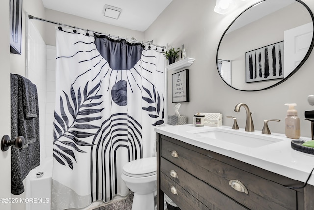 28 Mansfield Ave, Manchester, NJ 08759 - full bath featuring vanity, toilet, and shower / bathtub combination with curtain