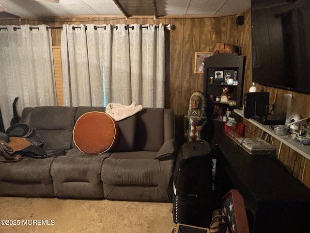 65 Lincoln St, Howell, NJ 07731 - living area featuring wooden walls and carpet floors