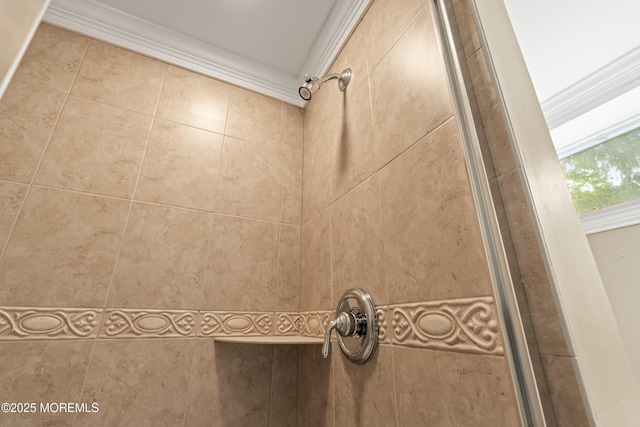 183 Crestview Dr, Middletown, NJ 07748 - bathroom view of crown molding and a tile shower