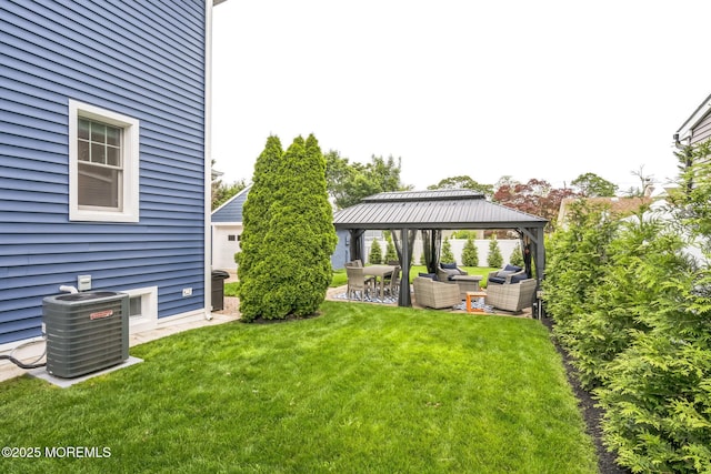 8 W St, Rumson, NJ 07760 - view of green lawn with central AC, an outdoor hangout area, a gazebo, and a patio area