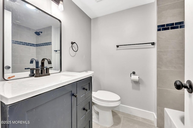 3623 Royce Ct, Hillsborough, NJ 08844 - full bath with toilet, vanity, baseboards, bathing tub / shower combination, and tile patterned floors