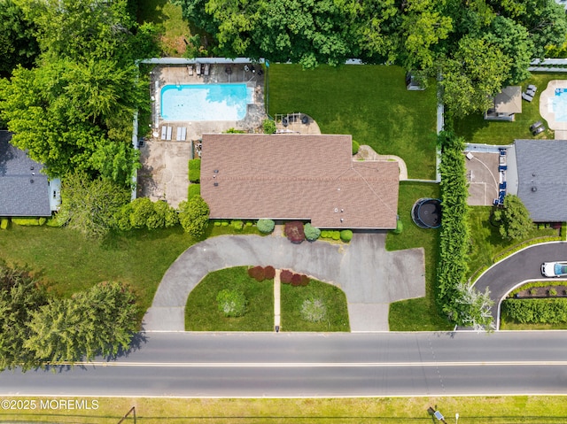 606 Deal Rd, Oakhurst, NJ 07755 - drone / aerial view of a pool area