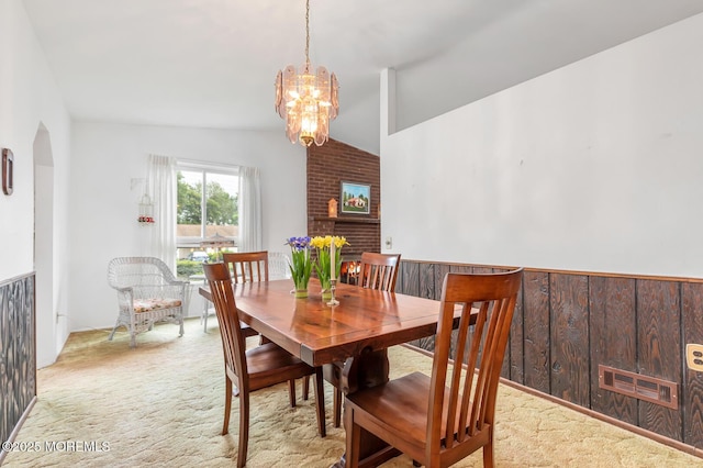 4 Mason Dr, Hazlet, NJ 07730 - dining room with carpet flooring, lofted ceiling, a chandelier, and arched walkways