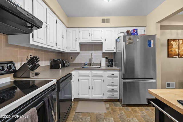516 Wellington Pl, Aberdeen, NJ 07747 - kitchen with freestanding refrigerator, exhaust hood, electric range oven, a sink, and dishwasher