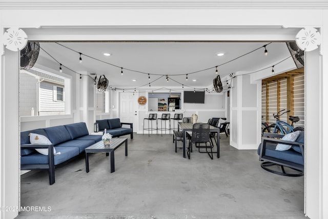 123 W Cove Way, Lavallette, NJ 08735 - living area featuring concrete flooring and recessed lighting